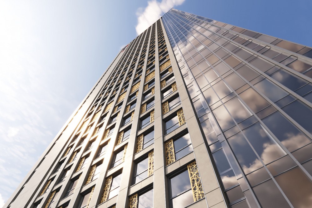 architectural exterior cgi of the vega tower in vauxhall