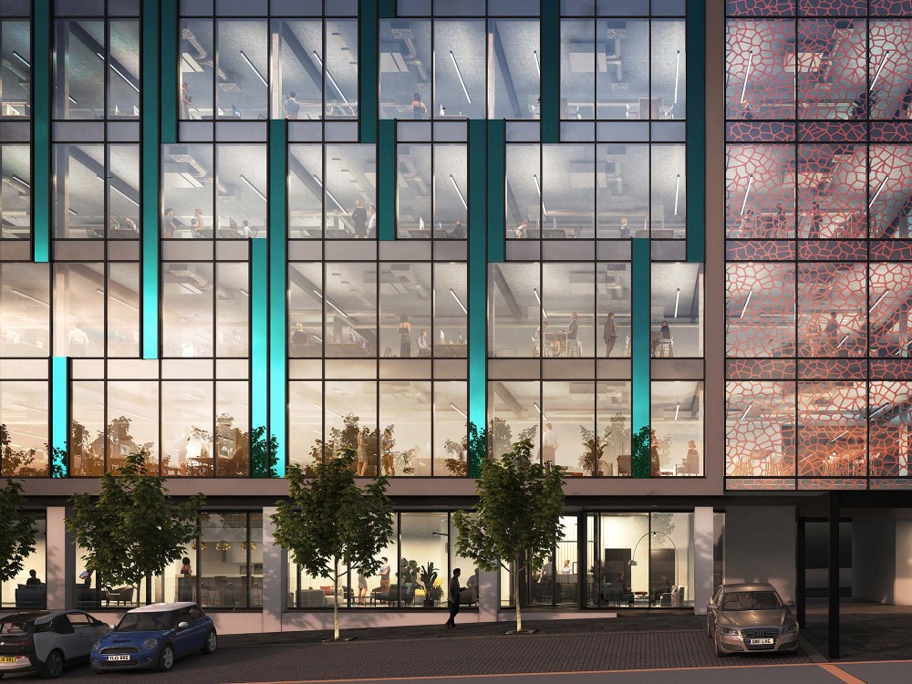 dusk architectural rendering of genesis house in milton keynes