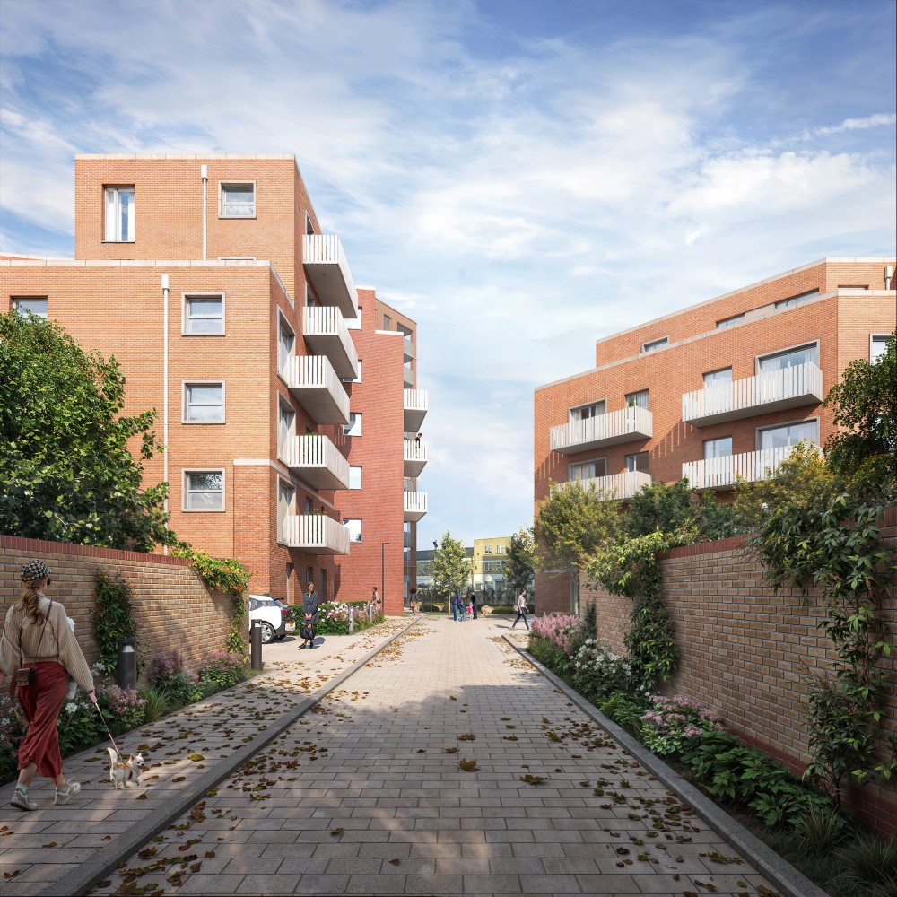 3d architectural exterior cgi of horney park road road residential development